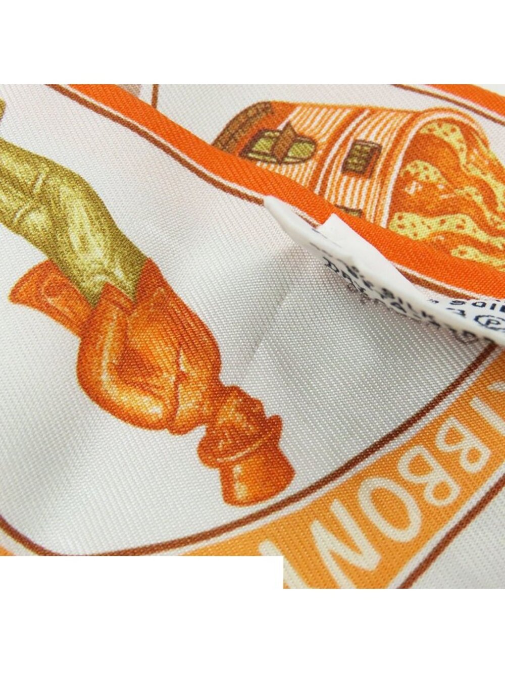 Hermes Twilly Orange Cream Beige Silk Funny Ice Scarf - Picture 7 of 9